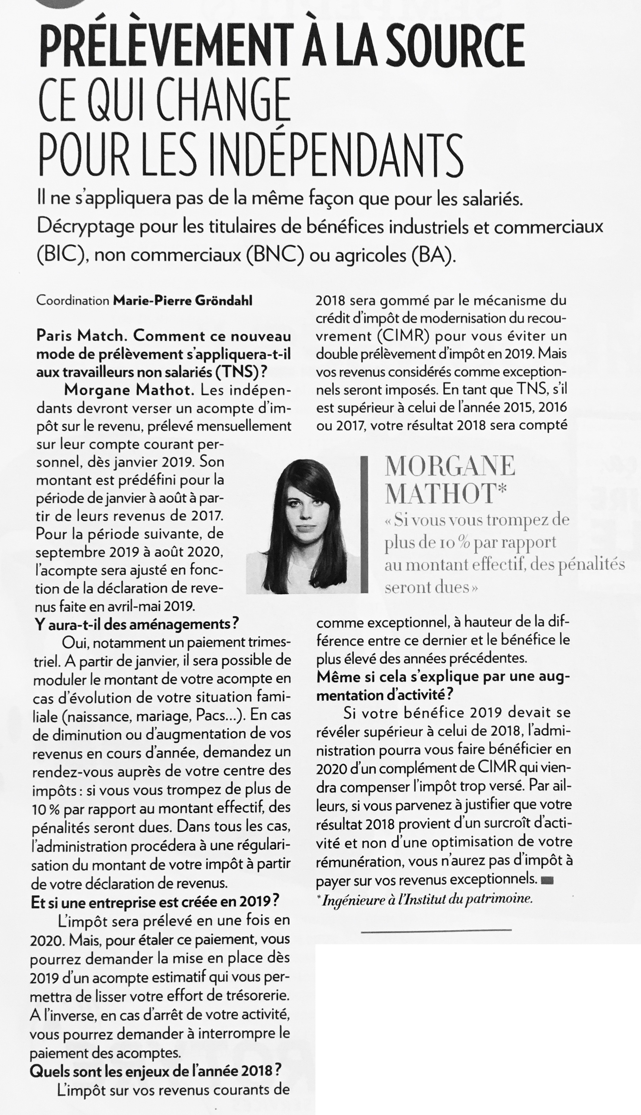 Article paru dans Paris Match